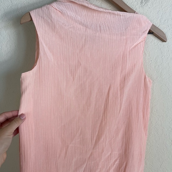 COS Pink Chiffon Silk Pleated Mock Neck Sheath Dress Size 6 - Picture 6 of 6